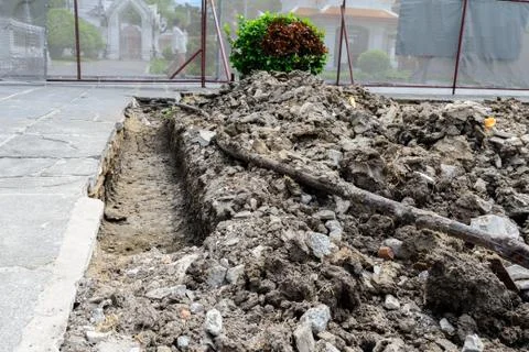 Underground cable contruction. Stock Photos