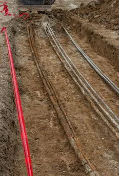 Underground cable installation Stock Photos