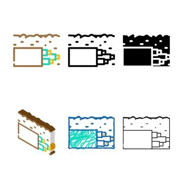 Underground cable styles color icon vector Stock Illustration