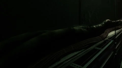 Underground cables and shadows in a dark space at night Stock Footage 344956413
