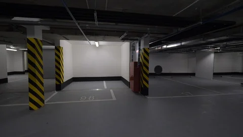 Underground car park with lots of empty space Stock Footage 105855664