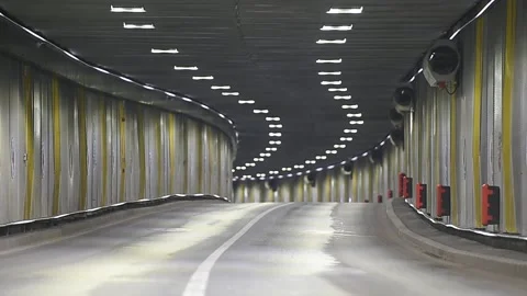 Underground car passage completely empty with no traffic Video stock 242096251