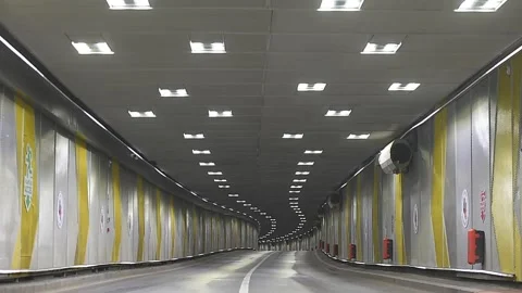Underground car passage completely empty with no traffic Video stock 242096253