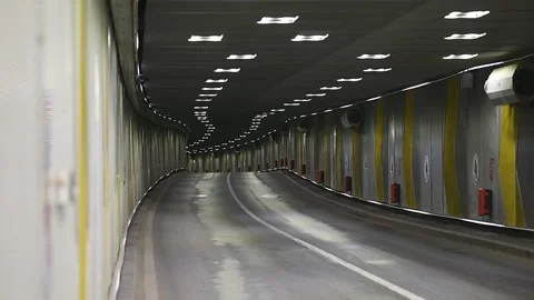 Underground car passage completely empty with no traffic Video stock 242096254