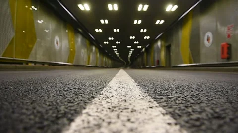 Underground car passage completely empty with no traffic Video stock 242096258