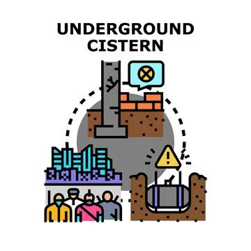 Underground cistern system storing water vector illustration Stock Illustration