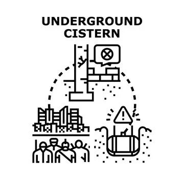 Underground cistern system storing water vector illustration Stock Illustration
