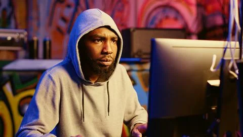 Underground criminal hacking computers 스톡 사진