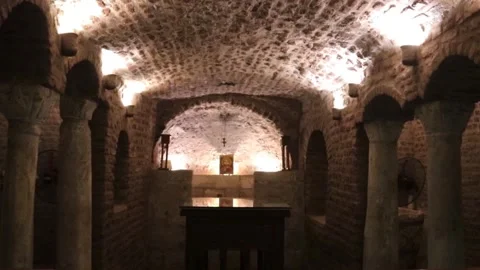 Underground Crypt of Abu Serga Church in Old Cairo Stock Footage 327356918