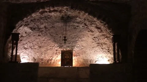 Underground Crypt of Abu Serga Church in Old Cairo Stock Footage 327356949