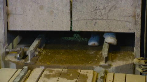 Underground Elevator With Two Workers Goes Down. Underground Construction of Stock Footage 62633167