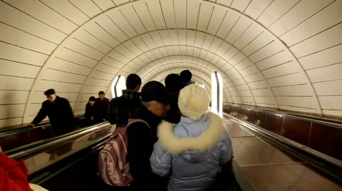 Underground escalator Stock Footage