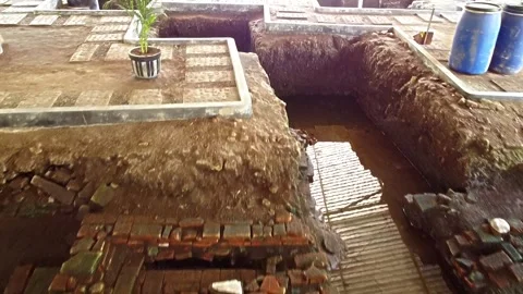 Underground Excavation Site with Pathways and Plant - Pleret Archaeological.. 스톡 동영상 280633845