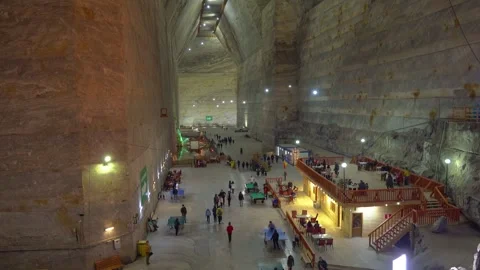 Underground galleries deep in the earth made by man for the extraction of saline Stock Footage 312212610