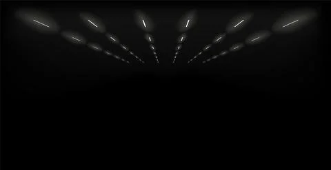 Underground garage lights perspective background. Metro station, industrial hall Stock Illustration