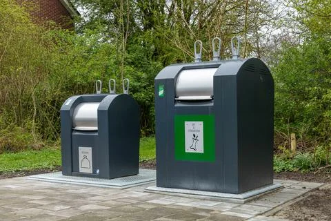 Underground garbage container in the street Stock Photos