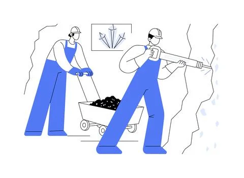 Underground gold mining abstract concept vector illustration. Illustrazione stock