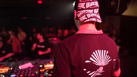 Underground hardcore DJ in action Stock Footage 232762523