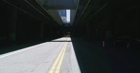 Underground highway in down tonw, LA, CA, US, 4K Stock Footage 94707007