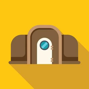 Underground house with round door is representing modern housing solution Illustrazione stock