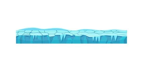 Underground level of glacier with cracks in ice and water, seamless horizontal Stock-Illustration