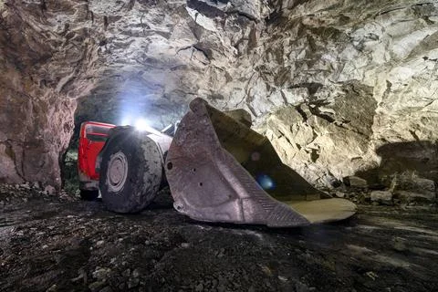 An underground loading machine. Special low-profile equipment for underground Stock Photos