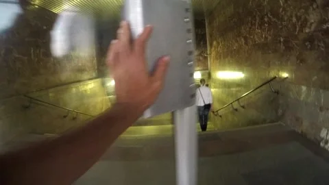 Underground marble and stone, tiled passage or overpass Stock-Footage 129759185