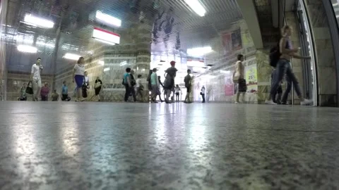 Underground marble and stone, tiled passage or overpass Stock-Footage 129759649