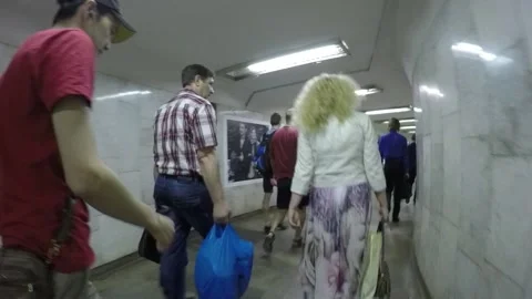 Underground marble and stone, tiled passage or overpass Stock-Footage 129759863