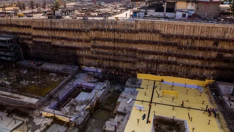 Underground Metro line construction at Kempegowda Station Majestic in Bangalore Stock Footage 118860323