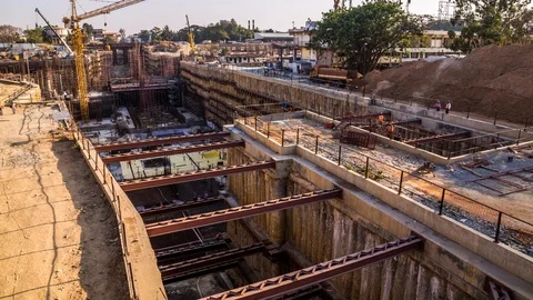 Underground Metro line construction at Kempegowda Station Majestic in Bangalore Stock Footage 118860576