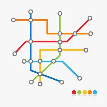 Underground Metro Map or Subway Transportation Scheme. Vector Illustrazione stock