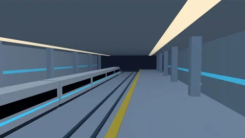 Underground metro station platform with a train arriving alongside Stock Footage 341071529