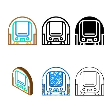 Underground metro train color icon vector designs 스톡 일러스트