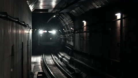 Underground metro train subway tunnel in... | Stock Video | Pond5