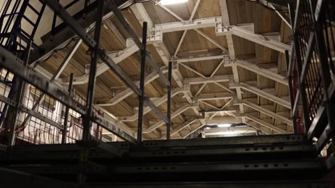 Underground military bunker ceiling construction complex wooden and steel formwo Stock Footage 309662678