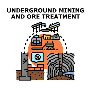 Underground mining and ore treatment process industry concept Stock Illustration