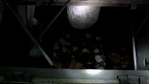 Underground Mining Chute Moving Iron Ore, Extraction System Inside Iron Mine Stock Footage 152544105