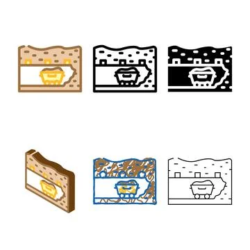 Underground mining color icon vector styleset Stock Illustration