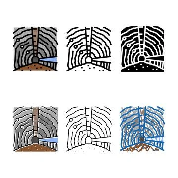 Underground mining copper mix production color icon vector Stock Illustration