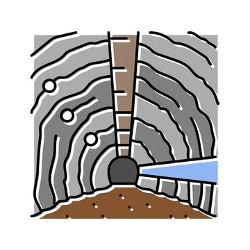 Underground mining copper production color icon vector illustration Stock Illustration