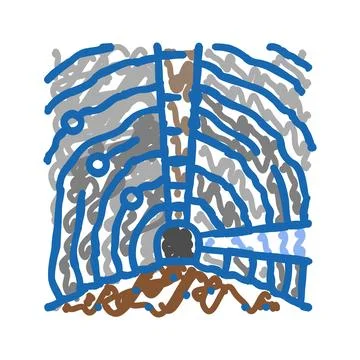 Underground mining copper production icon doodle illustration Stock Illustration