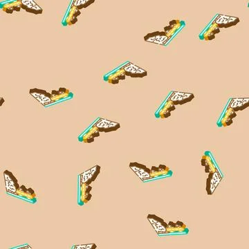 Underground mining copper production isometric icon seamless pattern Stock Illustration