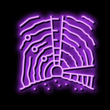 Underground mining copper production neon glow icon illustration Stock Illustration