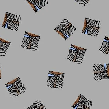 Underground mining copper production vector seamless pattern Stock Illustration