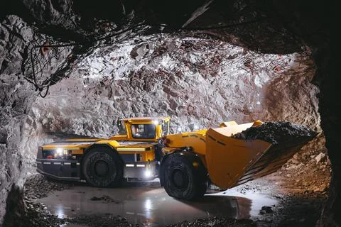 Underground mining digger industry gold tunnel mineral Stock Photos