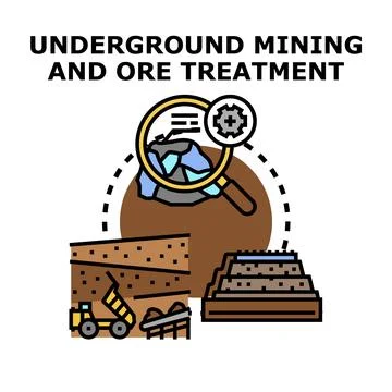 Underground mining process and mineral ore treatment concept Stock Illustration