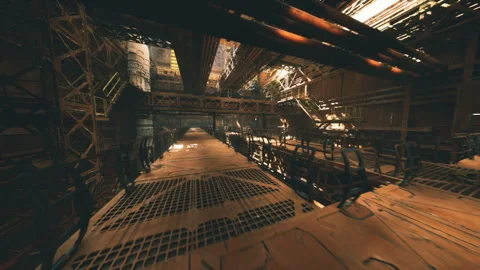 Underground mining station featuring heavy support and practical layout Stock Footage 333555517