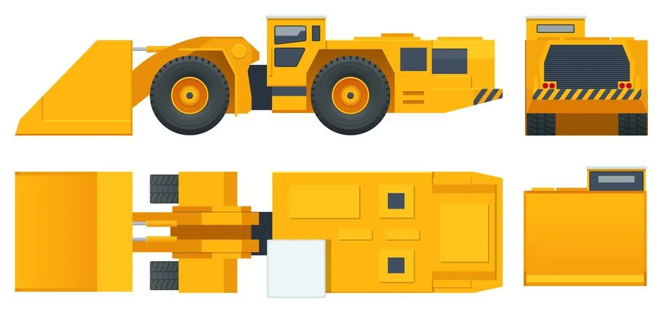 Underground Mining Trucks. Underground loader, excavator. Equipment for high Stockillustratie