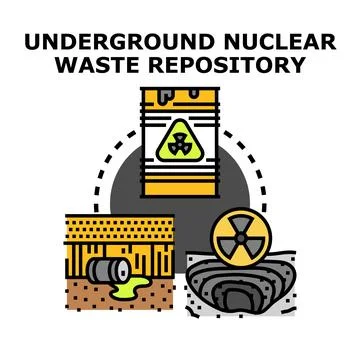 Underground nuclear waste repository storing radioactive hazardous materials Stock Illustration